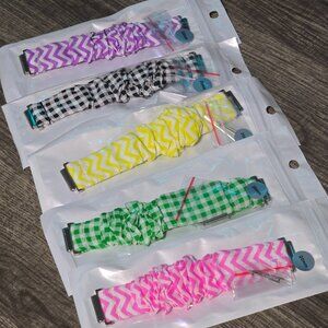 5 Pack Bundle -Pattern 20mm Scrunchie Watchband for Samsung and Smart Watch Lot